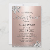 Invitation Baby shower de flocons d'hiver Gold Rose moderne (Devant)