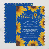 Invitation Baby shower de floraison Bleu & Or Sunflower Baby (Devant / Derrière)