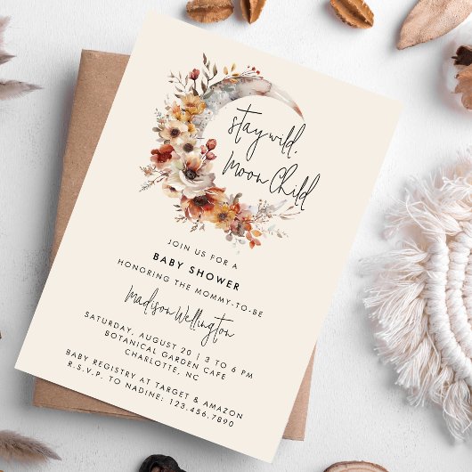 Invitation Baby shower de florales de Boho neutres pour enfan