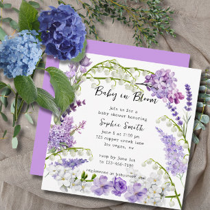 Invitation Baby shower De Flore Lilac Et Violet Délicat