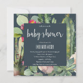 INVITATION BABY SHOWER DE FOLIAGE CACTI ROY FLORAL DESERT (Devant)