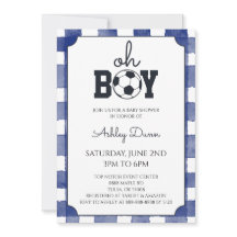 Baby Shower de foot avec du vichy bleu