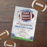 Invitation Baby shower de football<br><div class="desc">Cette invitation au baby shower sur le thème du football est la meilleure façon de célébrer l'arrivée d'un bébé garçon ! L'invitation comporte un design ludique avec des graphismes de football et le message "Touchdown! Votre équipe a un garçon !" Cette invitation est une façon amusante et unique pour les...</div>