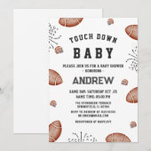 Invitation Baby shower de football américain Touchdown person (Devant / Derrière)