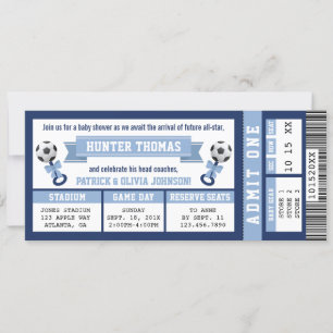 Invitation Baby shower de Football, Bleu