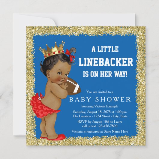 Invitation Baby shower de football féminin (Devant)