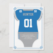 Invitation Baby shower de football Invitation, bleu, gris (Dos)