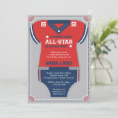 Invitation Baby shower de football Invitation, Bleu, Rouge, G (Debout devant)