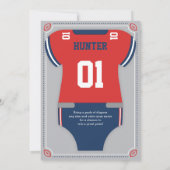 Invitation Baby shower de football Invitation, Bleu, Rouge, G (Dos)