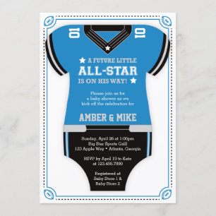 Invitation Baby shower de football Invitation, noir, bleu