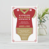Invitation Baby shower de football Invitation, Scarlet, Or (Debout devant)