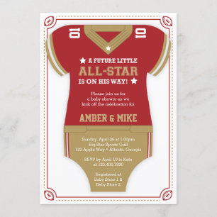 Invitation Baby shower de football Invitation, Scarlet, Or