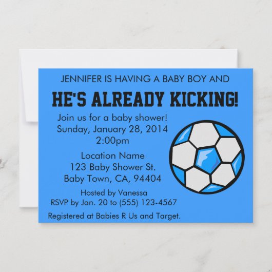 Invitation Baby shower de football, personnalisabl (Devant)