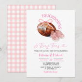 Invitation Baby shower de Football Pink Touchdown & Minuscule (Devant / Derrière)