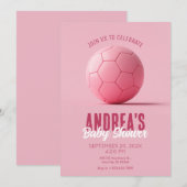 Invitation Baby shower de football rose (Devant / Derrière)