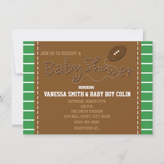 Invitation BABY SHOWER de FOOTBALL Typographie Partie Invitat (Devant)