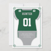 Invitation Baby shower de football, vert, gris (Dos)