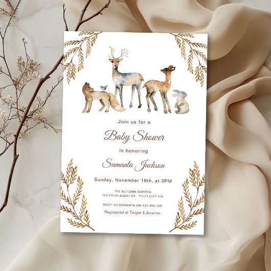 Invitation Baby shower de forêt d'animaux
