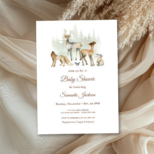 Invitation Baby shower de forêt d'animaux