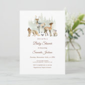 Invitation Baby shower de forêt d'animaux (Debout devant)