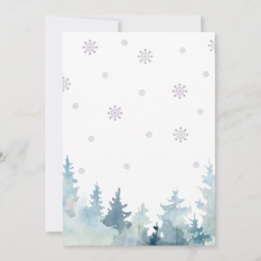 Invitation Baby shower de forêt d'hiver Silver Purple (Dos)