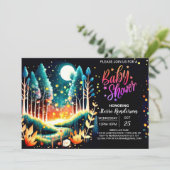 Invitation Baby shower de forêt d'Imaginaire de luciole (Debout devant)