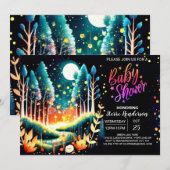 Invitation Baby shower de forêt d'Imaginaire de luciole (Devant / Derrière)