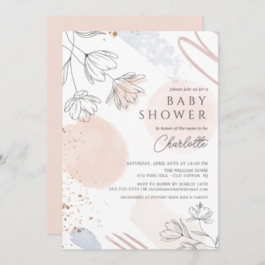 Invitation Baby shower de formes Abstraites (Devant / Derrière)