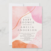 Invitation Baby shower de formes Abstraites rose moderne (Devant)