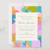 Invitation Baby shower de formes géométriques de couleur clai (Devant)
