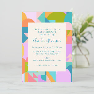 Invitation Baby shower de formes géométriques de couleur clai