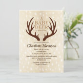 Invitation Baby shower de fourrure et d'agneaux de cerf de bé (Debout devant)