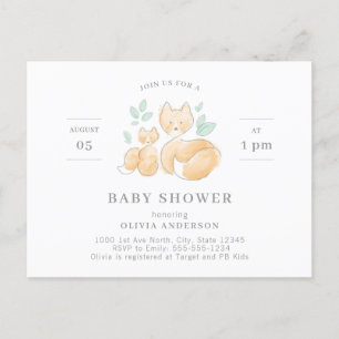 Invitation Baby shower de Fox aquarelle
