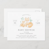 Invitation Baby shower de Fox aquarelle (Devant / Derrière)