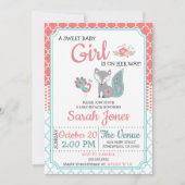 Invitation Baby shower de Fox bébé - Fille (Devant)