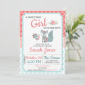 Invitation Baby shower de Fox bébé - Fille (Debout devant)
