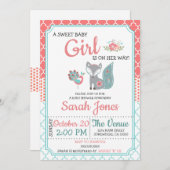 Invitation Baby shower de Fox bébé - Fille (Devant / Derrière)