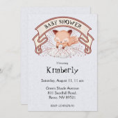 Invitation Baby shower de Fox couché (Devant / Derrière)