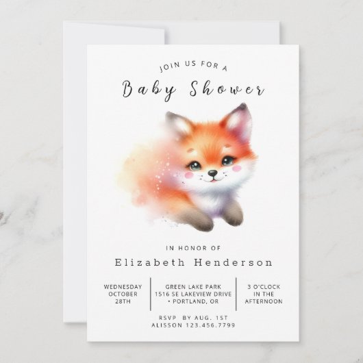 Invitation Baby shower de Fox de la forêt de Boho (Devant)
