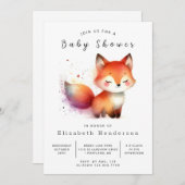 Invitation Baby shower de Fox forestier tiré à la main (Devant / Derrière)