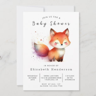 Invitation Baby shower de Fox forestier tiré à la main