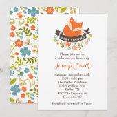 Invitation Baby shower de Fox mignonne (Devant / Derrière)