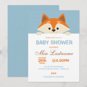 Invitation Baby shower de Fox mignonne (Devant / Derrière)