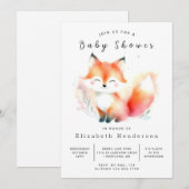 Invitation Baby shower de Fox peint à la main (Devant / Derrière)