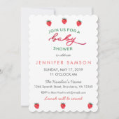 Invitation Baby shower de fraise aquarelle (Devant)