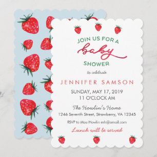 Invitation Baby shower de fraise aquarelle