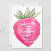 Invitation Baby shower de fraise aux airelles roses (Devant)