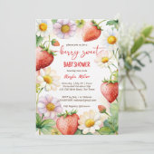 Invitation Baby shower de fraise Berry (Debout devant)