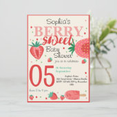 Invitation Baby shower de fraise Berry (Debout devant)