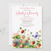 Invitation Baby shower de fraise Berry (Devant)